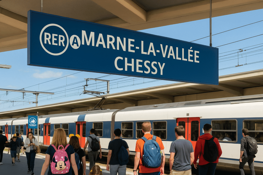 Gare du RER A pour Disneyland Paris à Marne-la-Vallée Chessy