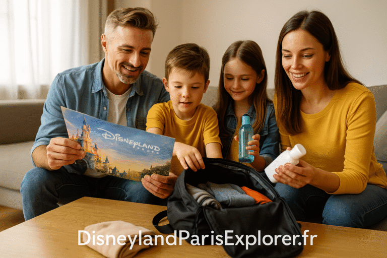 Sac à dos Disneyland Paris avec gourde, lunettes de soleil et crème solaire
