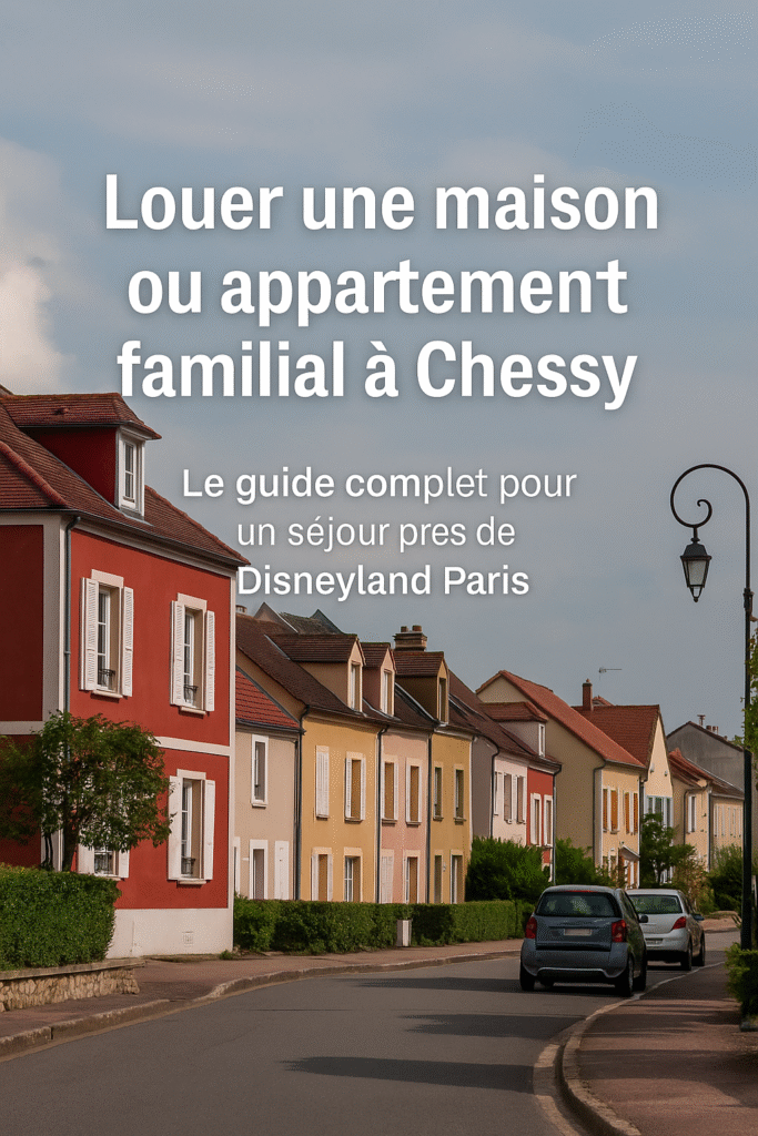 Façade colorée de maisons familiales à Chessy, idéale pour une location près de Disneyland Paris