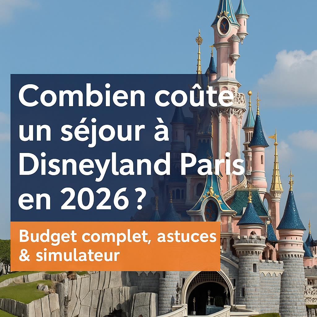 Image promotionnelle du château de Disneyland Paris avec le texte « Combien coûte un séjour à Disneyland Paris en 2026 ? »