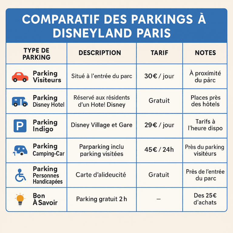 comparatif parkings disneyland paris