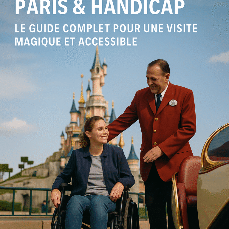 Visiteur en fauteuil roulant profitant d’une attraction à Disneyland Paris