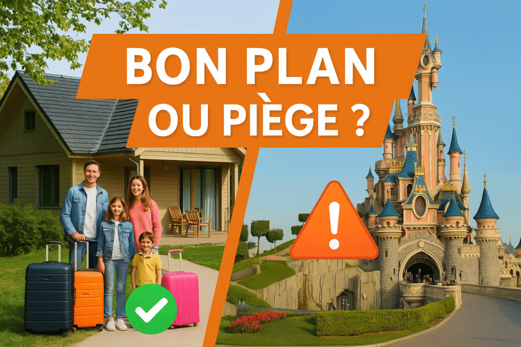 Infographie comparant les avantages et les inconvénients de loger à Villages Nature pour Disneyland Paris