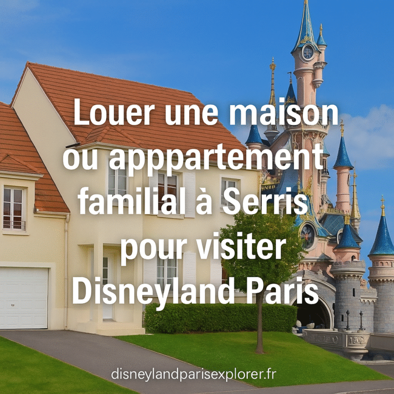 Maison familiale moderne à Serris avec en arrière-plan le château de Disneyland Paris, illustration d’un séjour en location proche du parc.